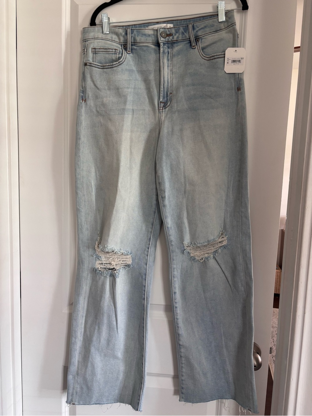 Altar'd State Light Wash Distressed Wide-Leg Jeans
